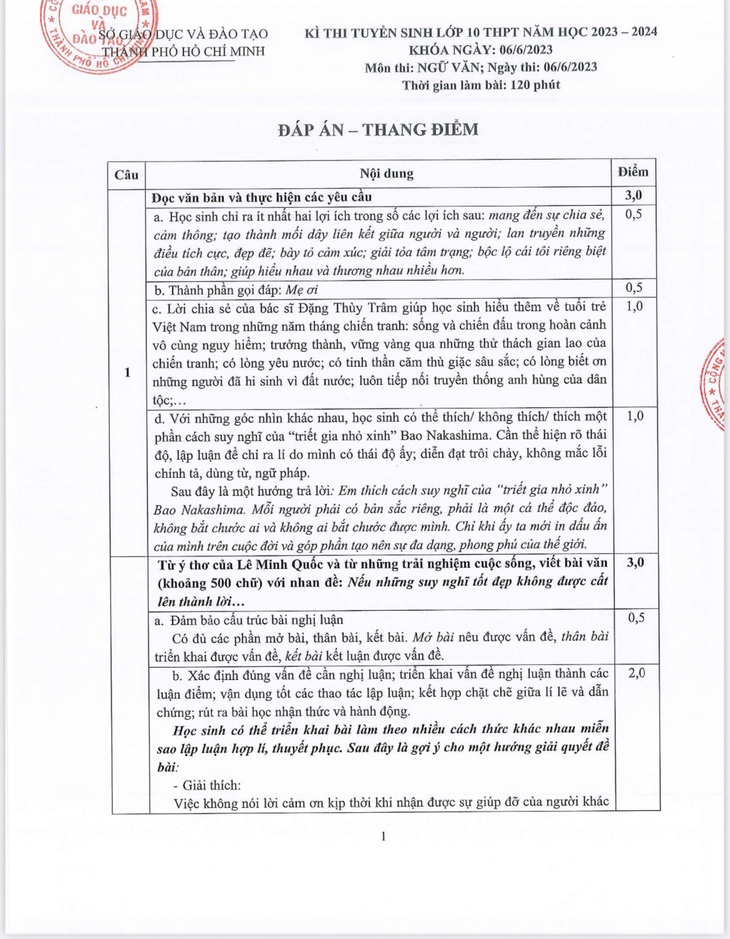 cong bo dap an chinh thuc 3 mon thi lop 10 tai tp hcm 3 cong bo dap an chinh thuc 3 mon thi lop 10 tai tp hcm 3
