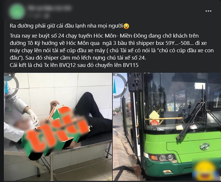vu tai xe xe buyt bi shipper nung mo let vao dau cong an vao cuoc