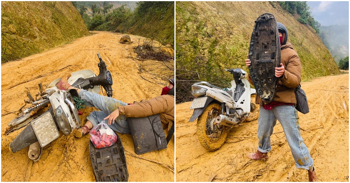 nghen ngao hinh anh co giao cam ban nga song soai tren duong ngap bun dat khi ganh chu len non ok1 nghen ngao hinh anh co giao cam ban nga song soai tren duong ngap bun dat khi ganh chu len non ok1