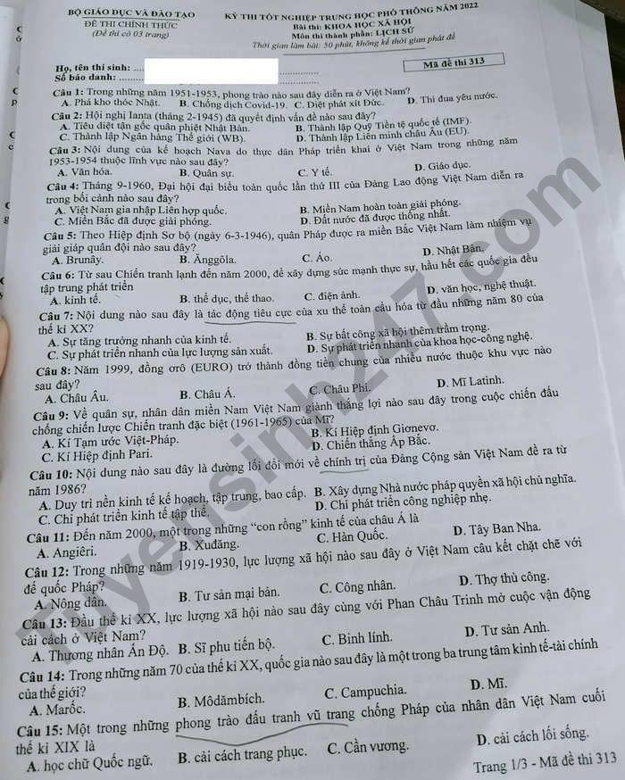 dap an goi y de thi mon khoa hoc xa hoi lich su dia ly gdcd ma de 313 tot nghiep thpt 2023 moi nhat chinh xac nhat11 dap an goi y de thi mon khoa hoc xa hoi lich su dia ly gdcd ma de 313 tot nghiep thpt 2023 moi nhat chinh xac nhat11