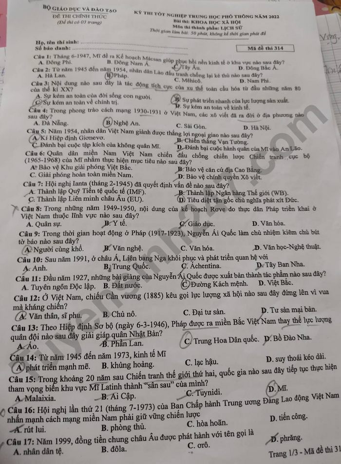 dap an goi y de thi mon khoa hoc xa hoi lich su dia ly gdcd ma de 314 tot nghiep thpt 2023 moi nhat chinh xac nhat 2 dap an goi y de thi mon khoa hoc xa hoi lich su dia ly gdcd ma de 314 tot nghiep thpt 2023 moi nhat chinh xac nhat 2
