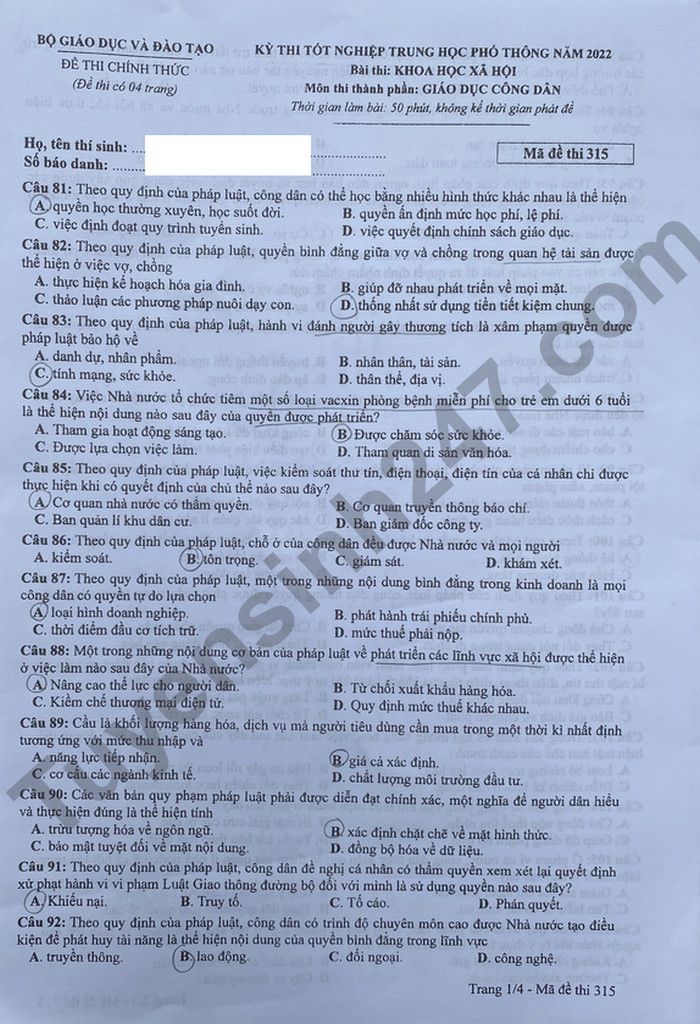 dap an goi y de thi mon khoa hoc xa hoi lich su dia ly gdcd ma de 315 tot nghiep thpt 2023 moi nhat chinh xac nhat7 dap an goi y de thi mon khoa hoc xa hoi lich su dia ly gdcd ma de 315 tot nghiep thpt 2023 moi nhat chinh xac nhat7