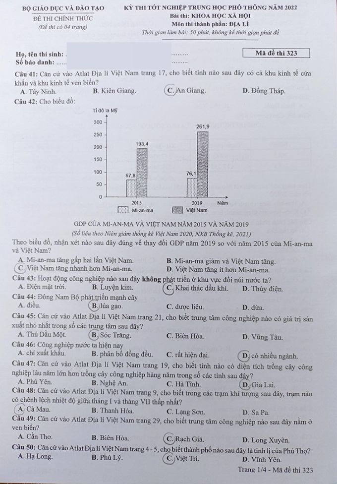 dap an goi y de thi mon khoa hoc xa hoi lich su dia ly gdcd ma de 323 tot nghiep thpt 2023 moi nhat chinh xac nhat21 dap an goi y de thi mon khoa hoc xa hoi lich su dia ly gdcd ma de 323 tot nghiep thpt 2023 moi nhat chinh xac nhat21