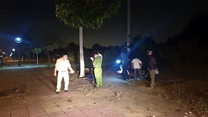 xe may dam vao goc cay