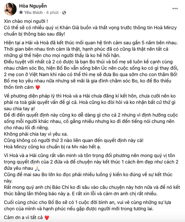 hoa minzy chia tay hoa minzy chia tay