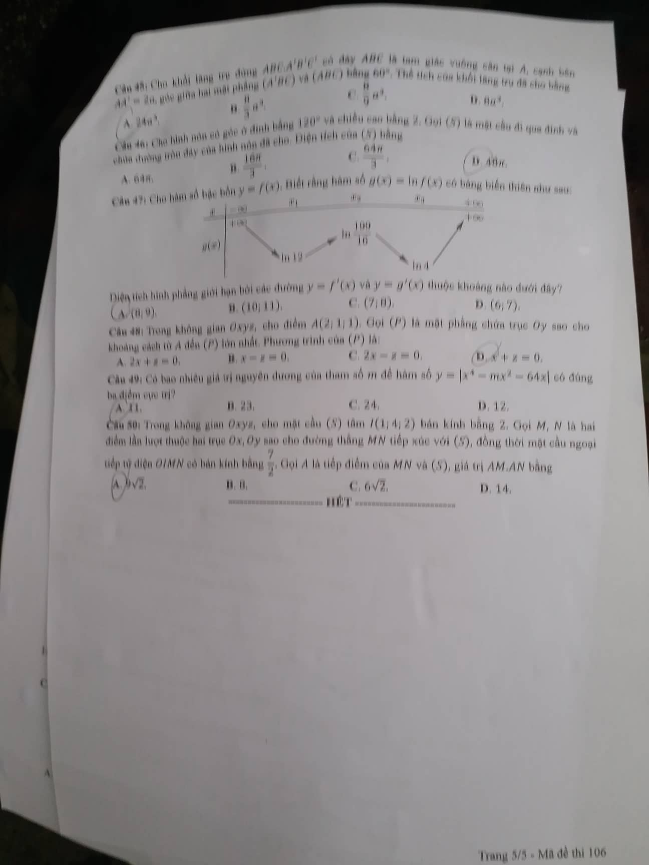 dap an de thi mon toan ma de 106 tot nghiep thpt 2022 chuan nhat chinh xac nhat5 dap an de thi mon toan ma de 106 tot nghiep thpt 2022 chuan nhat chinh xac nhat5