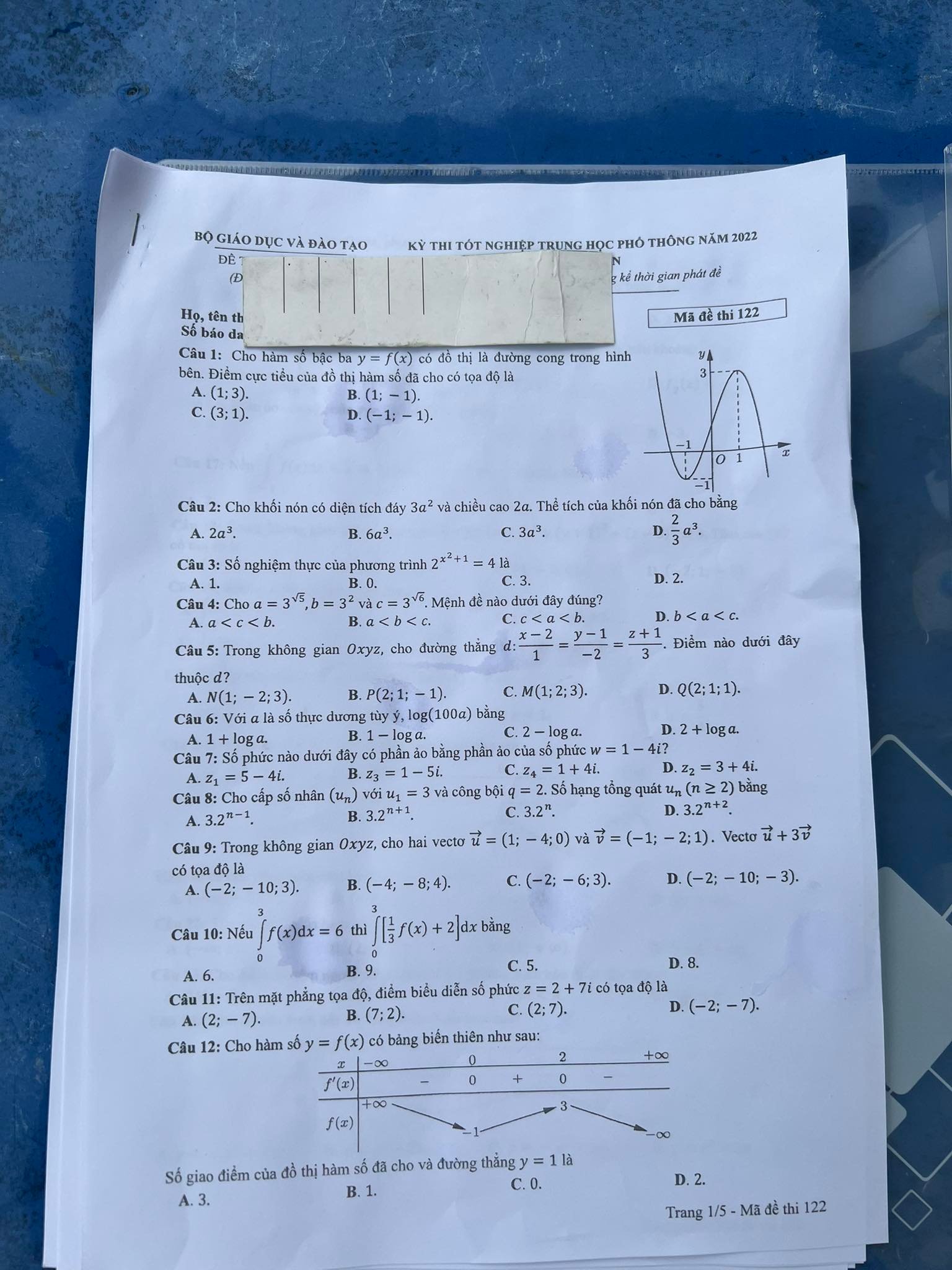 dap an de thi mon toan ma de 122 tot nghiep thpt 2022 nhanh nhat chuan xac nhat dap an de thi mon toan ma de 122 tot nghiep thpt 2022 nhanh nhat chuan xac nhat