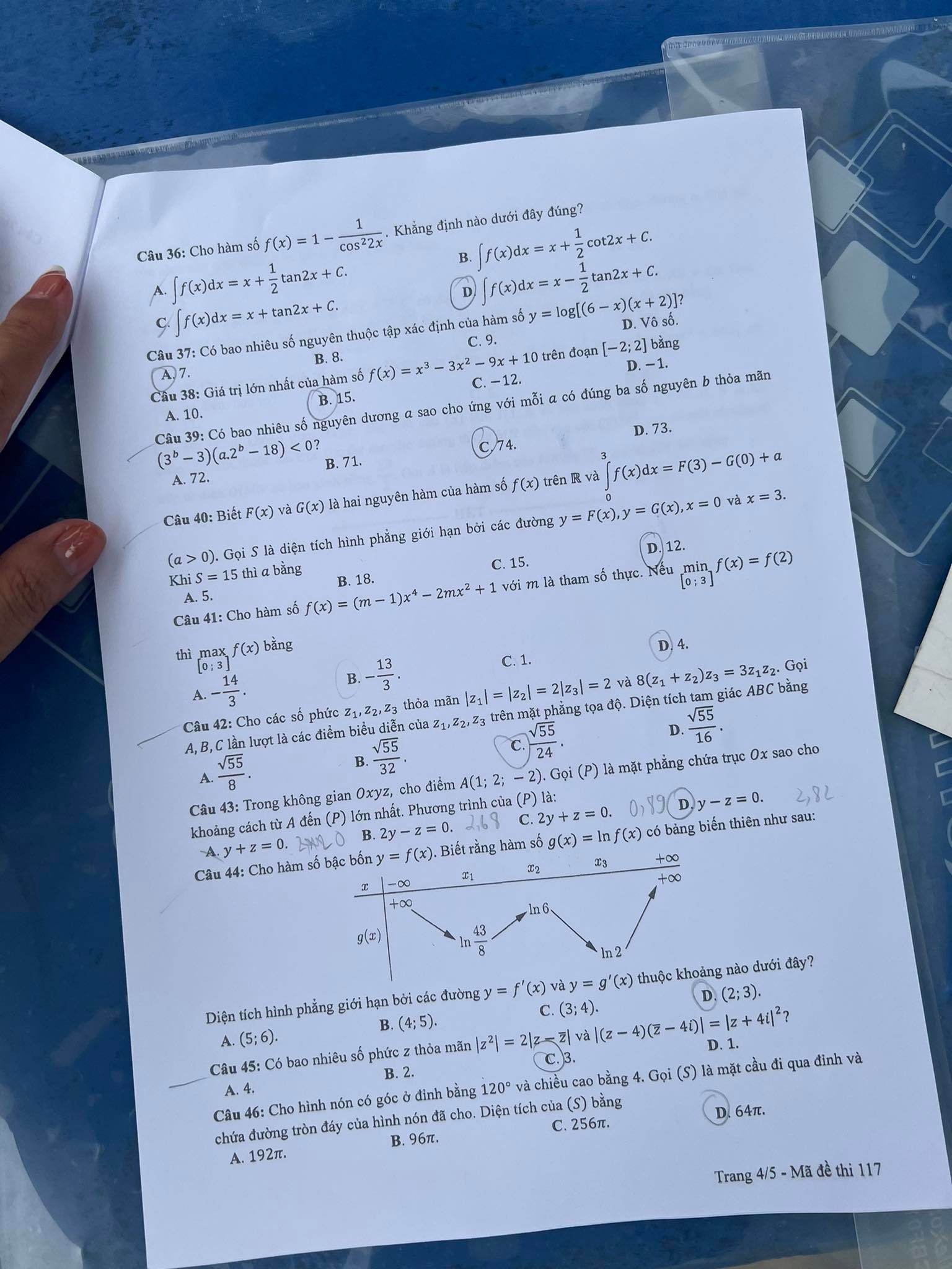 ma de 117 mon toan tot nghiep thpt 20222 ma de 117 mon toan tot nghiep thpt 20222