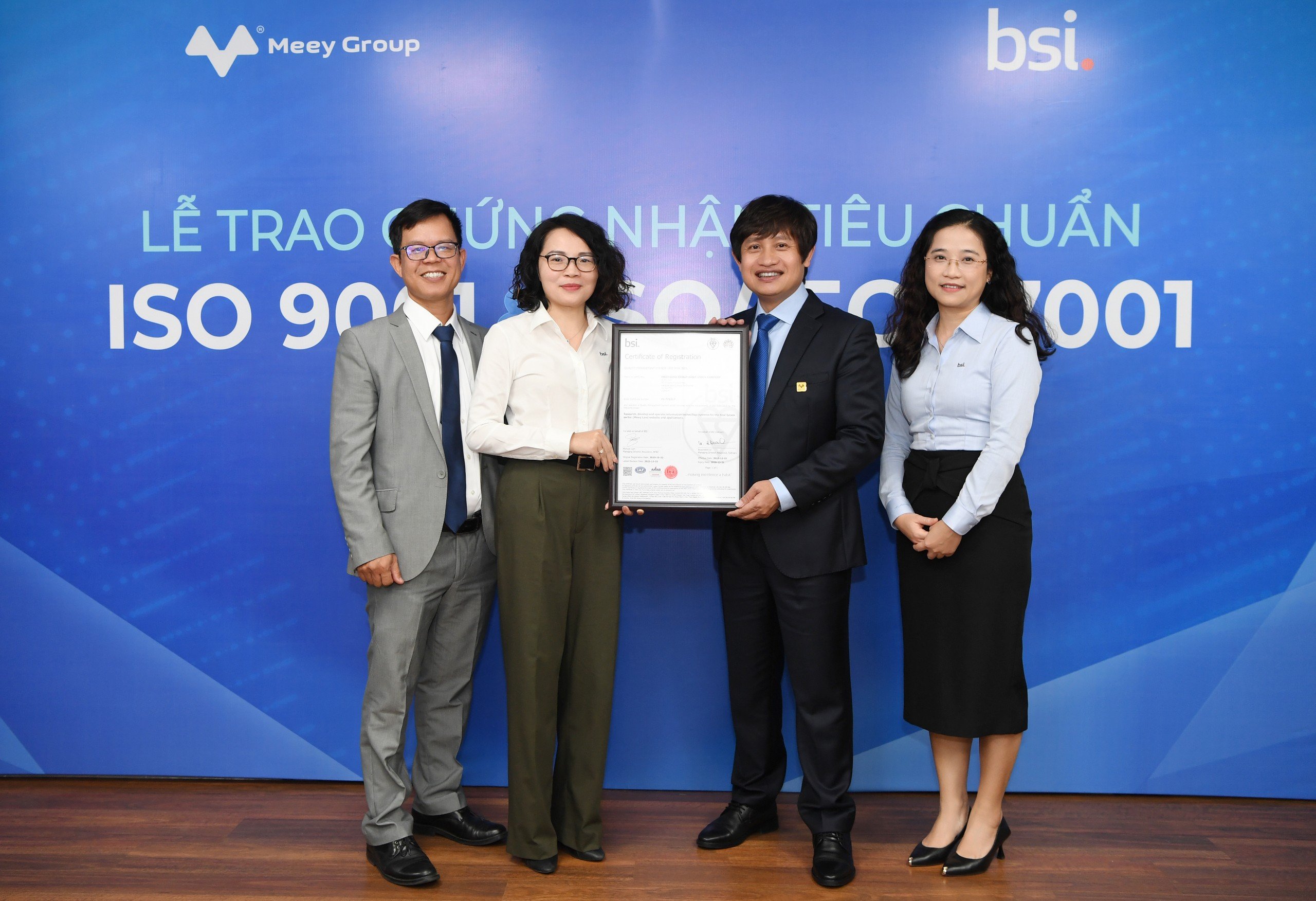 bsi trao chung nhan 2 tieu chuan iso cho meey group 1