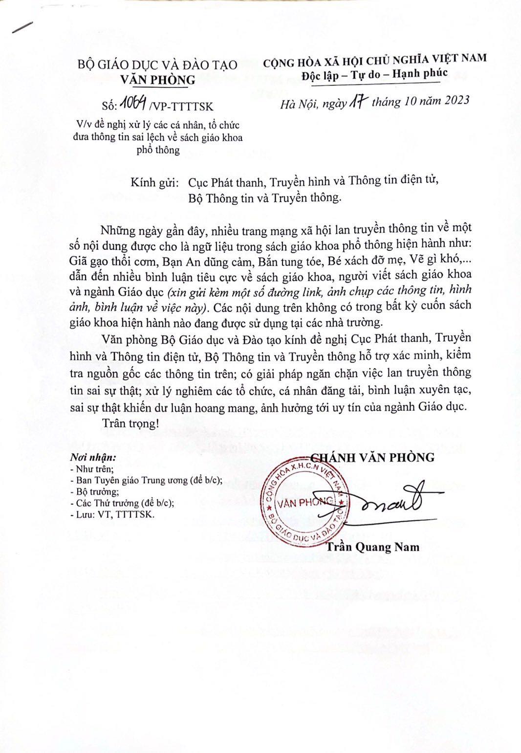 de nghi xu ly cac ca nhan to chuc dua thong tin sai lech ve sach giao khoa pho thong1 de nghi xu ly cac ca nhan to chuc dua thong tin sai lech ve sach giao khoa pho thong1