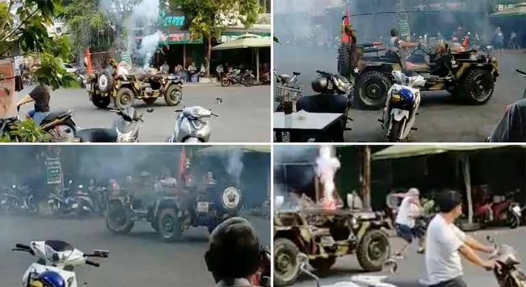 tam giam nguoi dan ong di xe jeep dot phao sang mua con nhi khuc giua pho vi thay rat vui tam giam nguoi dan ong di xe jeep dot phao sang mua con nhi khuc giua pho vi thay rat vui