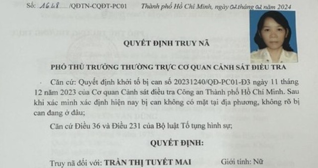 cong an tp hcm truy na tran thi tuyet mai ve toi lua dao chiem doat tai san cong an tp hcm truy na tran thi tuyet mai ve toi lua dao chiem doat tai san