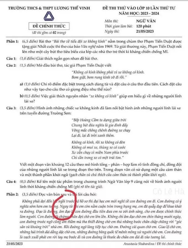 xu ly ra sao vu gia mao de thi thu mon ngu van vao lop 10 cua truong luong the vinh 1 xu ly ra sao vu gia mao de thi thu mon ngu van vao lop 10 cua truong luong the vinh 1