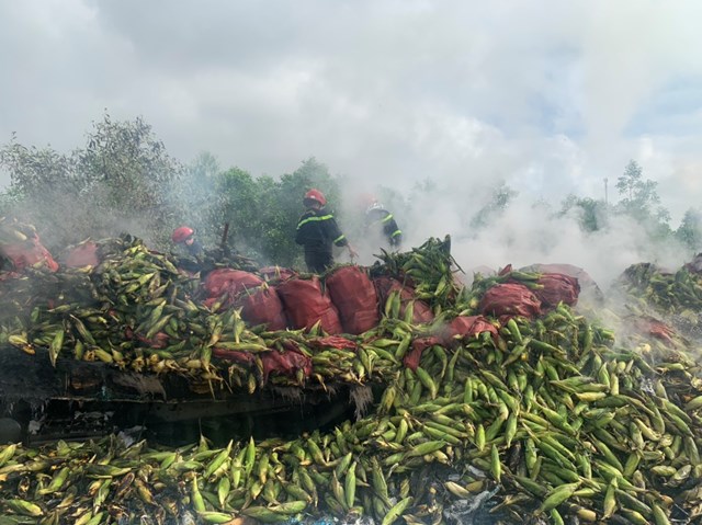 xe tai cho ngo boc chay ngun ngut tren cao toc da nang quang ngai 2