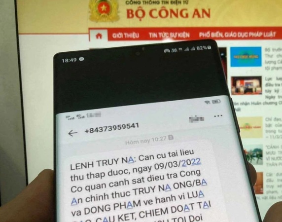 bo cong an canh bao chieu lua dao qua tin nhan voi chieu tro lenh truy na