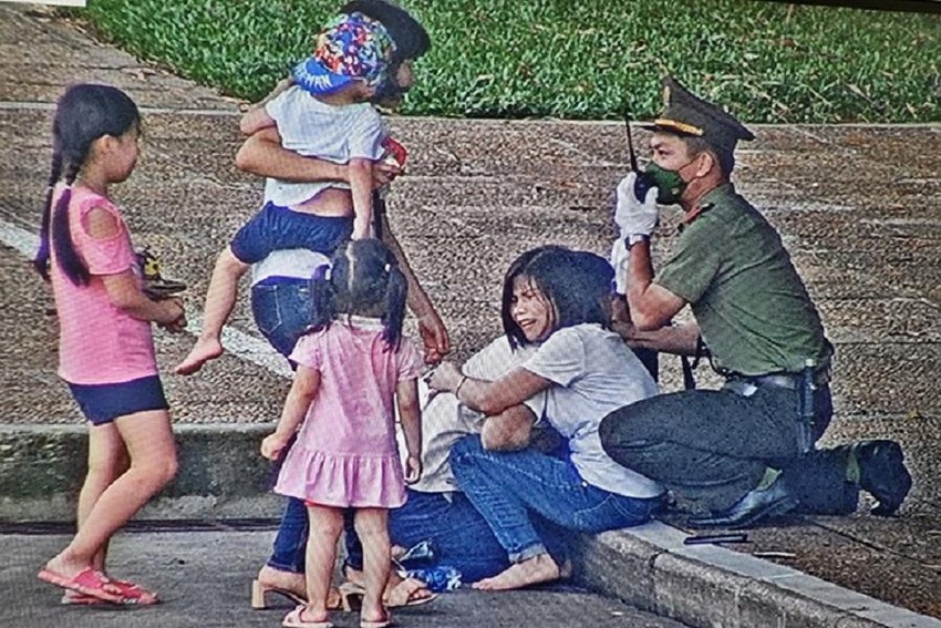 trung si canh ve dung ngon tay ngan nguoi dan ong len con co giat trung si canh ve dung ngon tay ngan nguoi dan ong len con co giat
