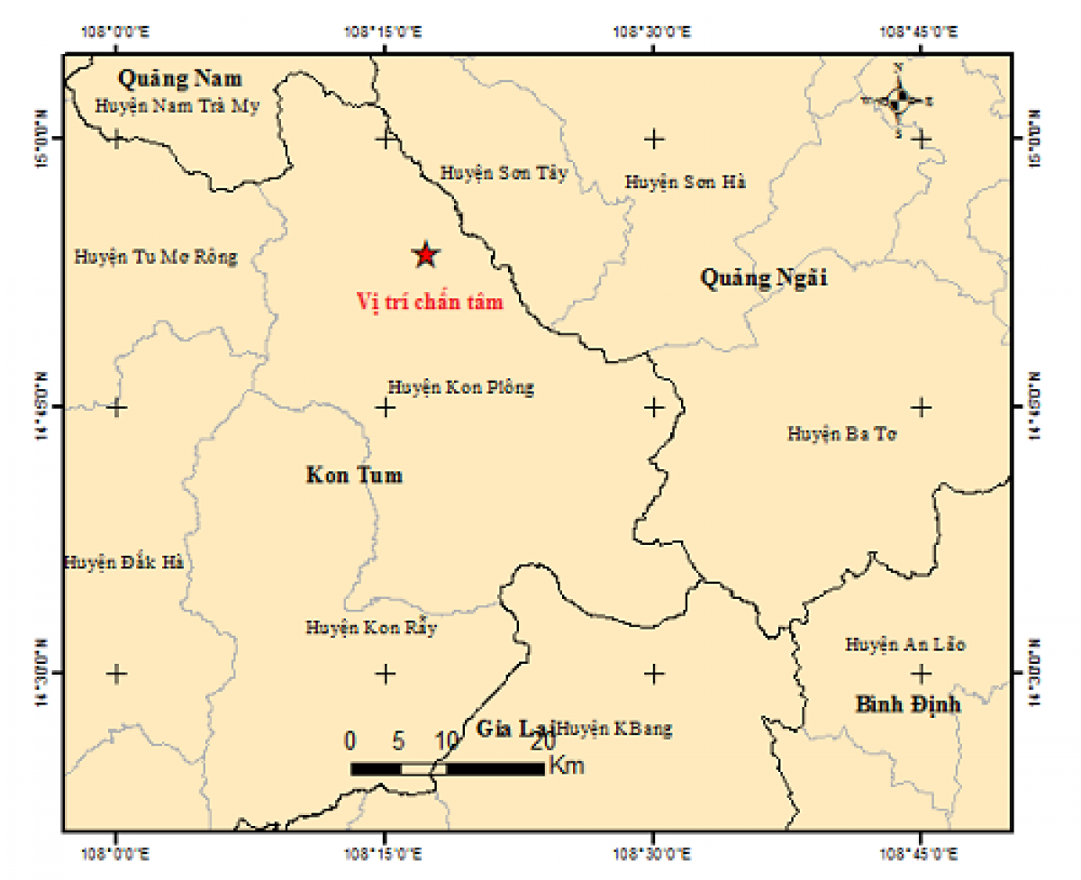 lai xay ra dong dat tai huyen kon plong tinh kon tum