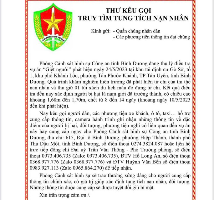 vu phat hien phan thi the chay xem o binh duong cong an phat di thong bao thu 3 dspl 1 vu phat hien phan thi the chay xem o binh duong cong an phat di thong bao thu 3 dspl 1