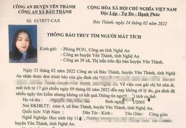 nghe an nu sinh 17 tuoi roi nha roi mat tich bi an dspl