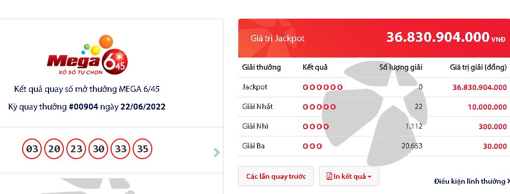 ket qua xo so vietlott ngay 22 6 dspl