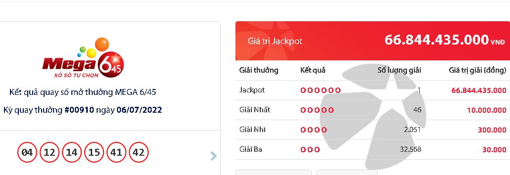 ket qua xo so vietlott hom nay 6 7 dspl