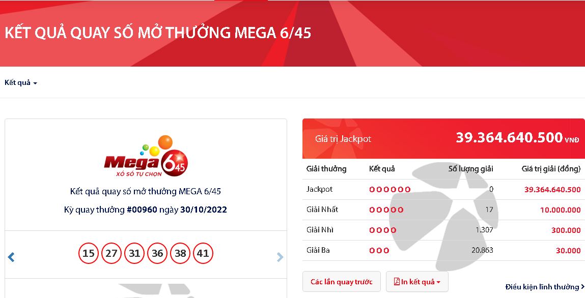 ket qua xo so vietlott ngay 30 10 dspl