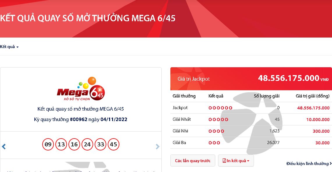 ket qua xo so vietlott ngay 4 11 dspl