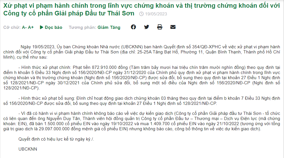 xu phat gan 900 trieu dong mot cong ty ban chui co phieu xu phat gan 900 trieu dong mot cong ty ban chui co phieu