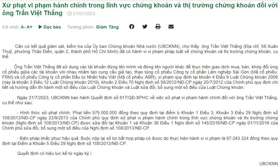 xu phat ca nhan thao tung co phieu abr va frm11