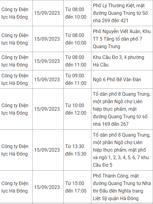 thong bao lich cat dien ha noi ngay mai 15 9 2023 cap nhat moi nhat 3