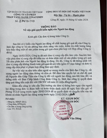 vu cong ty than tang qua tet het han su dung cong nhan duoc tang 1 trieu dong nguoi 2 vu cong ty than tang qua tet het han su dung cong nhan duoc tang 1 trieu dong nguoi 2