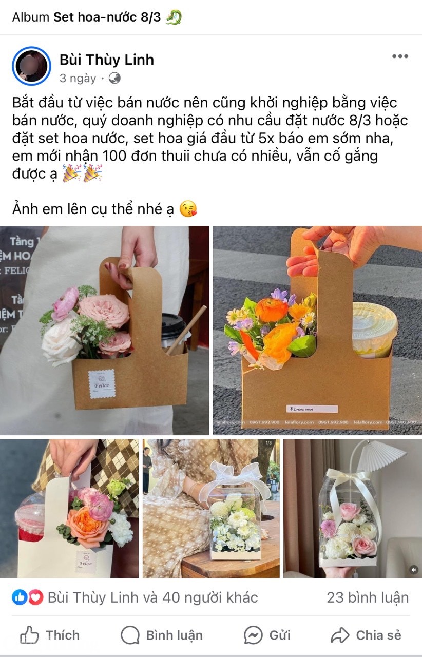 mot doanh nghiep tai ha noi chi hon 200 trieu dong mua hoa tuoi tang chi em dip 8 3 2