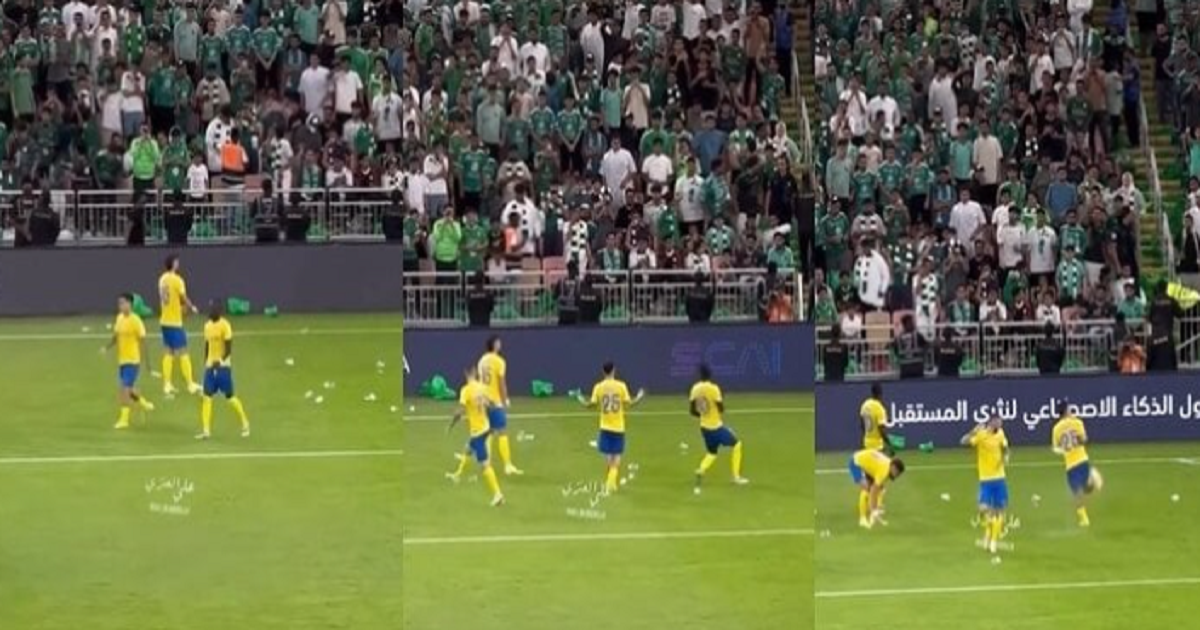ronaldo bi nem mua chai lo khi ghi ban tu cham 11m ronaldo bi nem mua chai lo khi ghi ban tu cham 11m