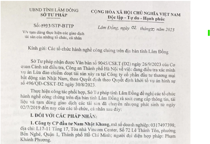 so tu phap tinh lam dong len tieng ve noi dung buoi phat truc tiep cua ca si khanh phuong