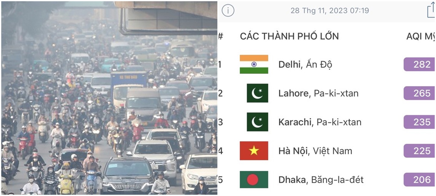 sang nay 28 11 ha noi o nhiem khong khi o nguong nguy hai0