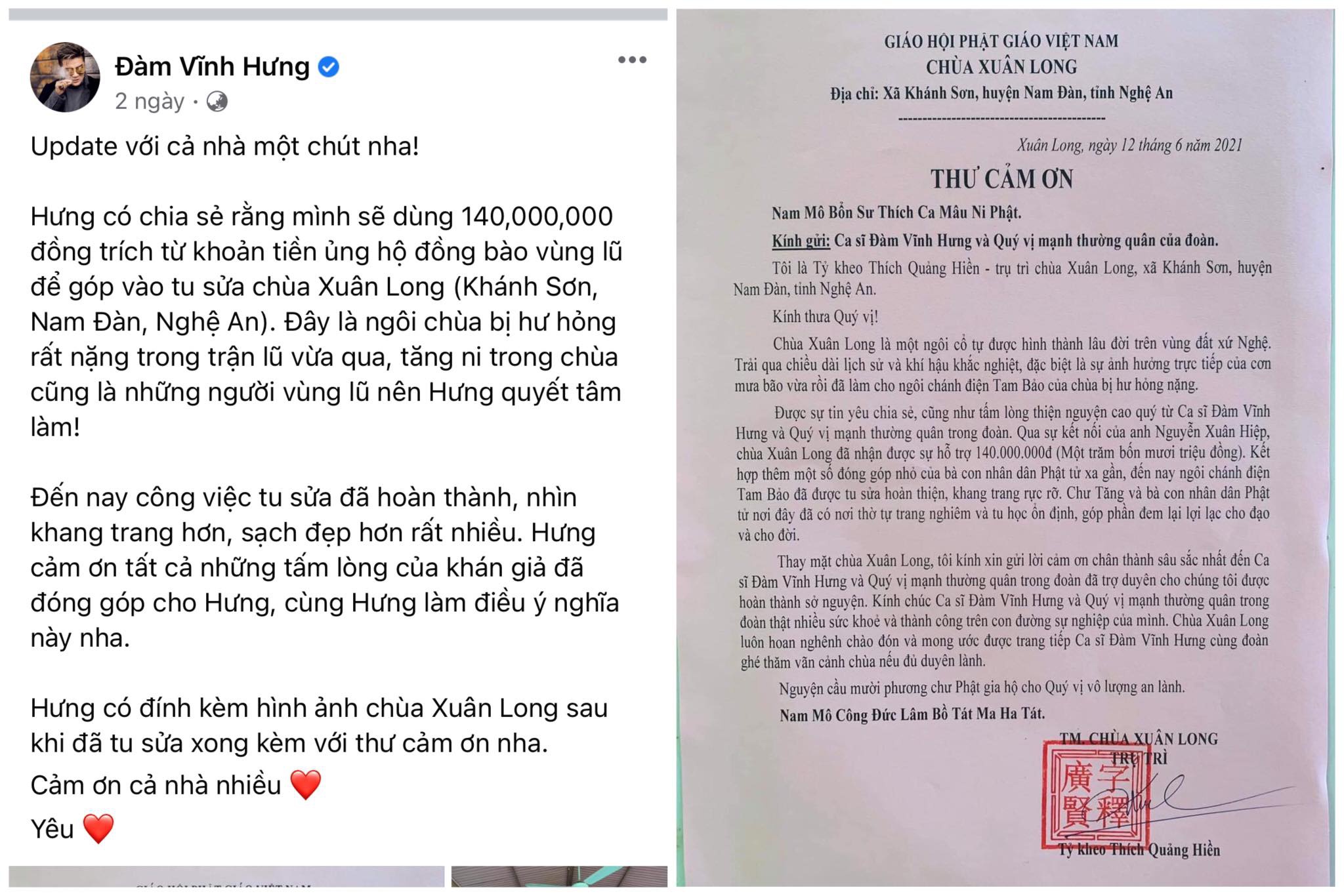 dam vinh hung noi gi ve viec dung 140 trieu tien cuu tro mien trung de sua chua2 dam vinh hung noi gi ve viec dung 140 trieu tien cuu tro mien trung de sua chua2
