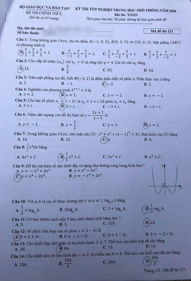 dap an de thi mon toan ma de 104 105 106 tot nghiep thpt 2021 chuan nhat chinh xac nhat1 dap an de thi mon toan ma de 104 105 106 tot nghiep thpt 2021 chuan nhat chinh xac nhat1