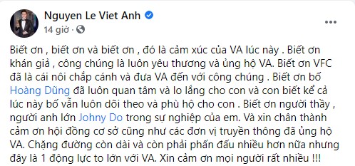 viet anh gui loi cam on den nguoi dac biet sau khi duoc de nghi xet tang danh hieu nghe si uu tu2 viet anh gui loi cam on den nguoi dac biet sau khi duoc de nghi xet tang danh hieu nghe si uu tu2