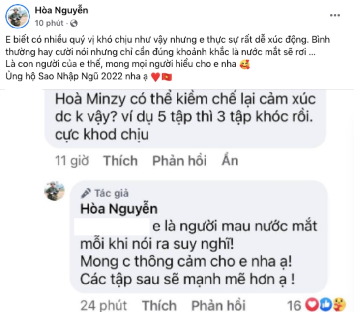 hoa minzy len tieng khi bi chi trich khoc lien tuc tai sao nhap ngu1 hoa minzy len tieng khi bi chi trich khoc lien tuc tai sao nhap ngu1