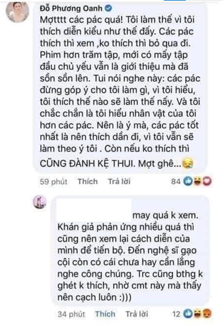 dien vien phuong oanh bi phan ung vi nhieu lan cai tay doi voi khan gia4