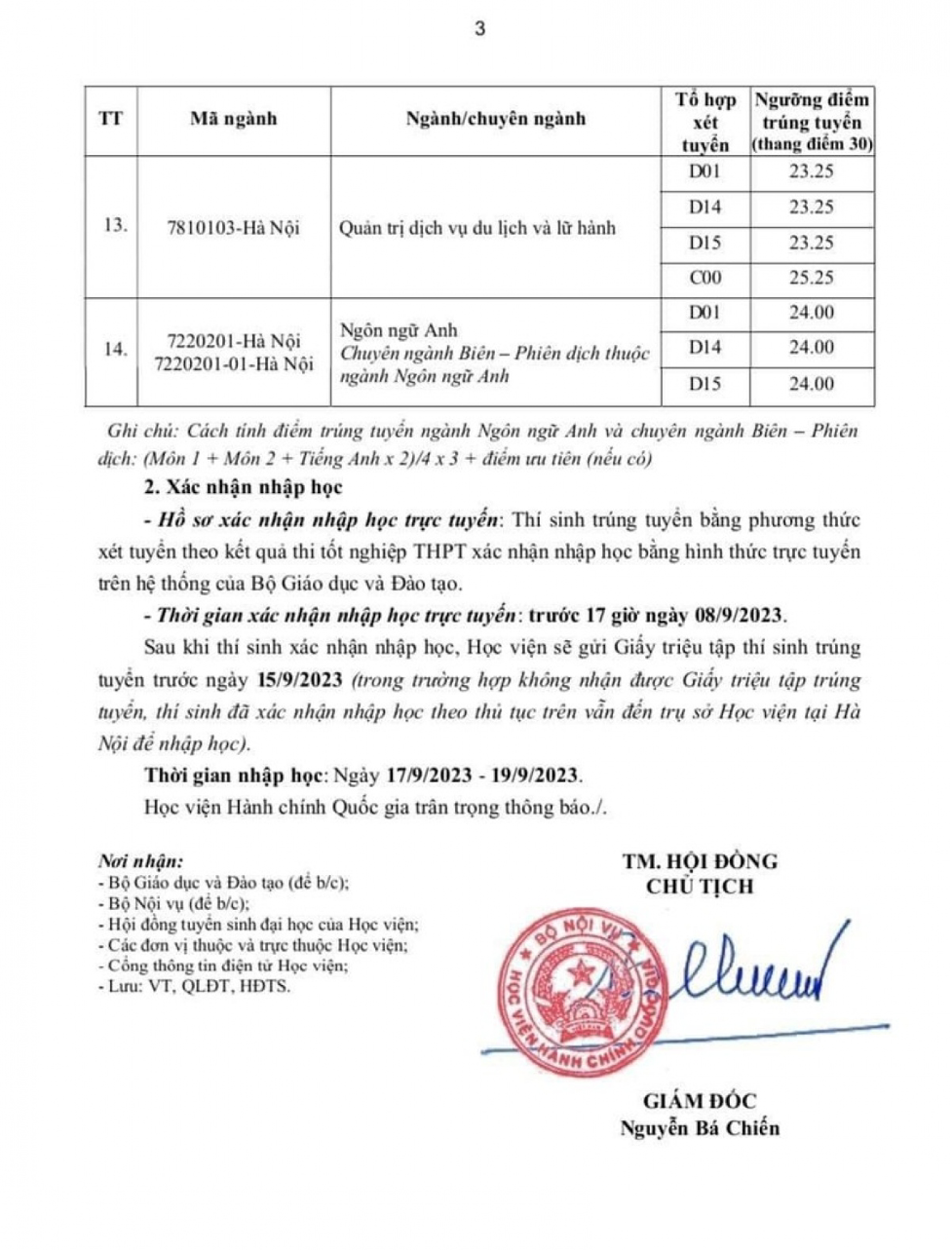 diem chuan hoc vien hanh chinh quoc gia 2023 nganh luat co diem cao nhat