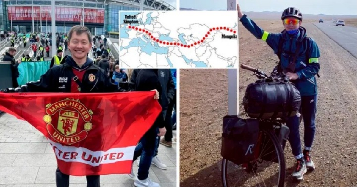 Fan đạp xe từ Mông Cổ sang Anh xem Man Utd suýt thua đội “chiếu dưới”