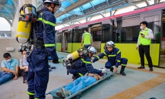 Metro Nhổn - ga Hà Nội diễn tập kịch bản khẩn cấp sơ tán hành khách tại nhà ga