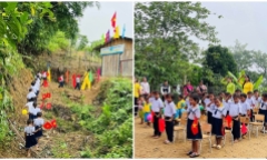 Lễ khai giảng ở điểm trường miền núi Quảng Nam: Những đôi mắt đen láy háo hức chào năm học mới