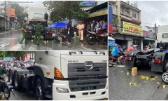 Tai nạn giao thông ở Bình Dương, mẹ tử vong, con gái lọt dưới gầm xe đầu kéo