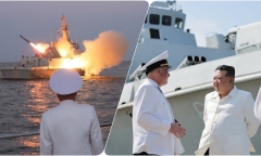 Ông Kim Jong Un trực tiếp giám sát Hải quân Triều Tiên phóng thử tên lửa hành trình