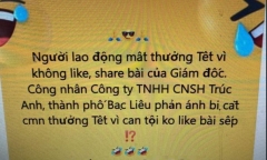 Thông tin công nhân bị cắt thưởng Tết vì 