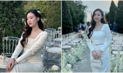 Đỗ Mỹ Linh lên đồ chuẩn dâu nhà hào môn khi đi đám cưới, dân tình tấm tắc khen ngợi