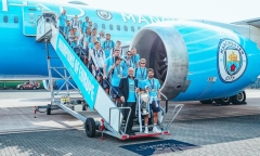 Manchester City trở lại Anh sẵn sàng cho bữa tiệc mừng công sau khi hoàn tất “cú ăn ba” lịch sử