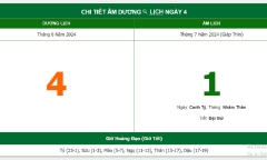 Xem lịch âm hôm nay 4/8/2024 - Âm lịch hôm nay 4/8 chuẩn nhất